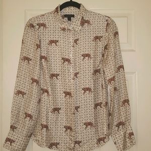 JCREW Tiger Print Silk Blouse